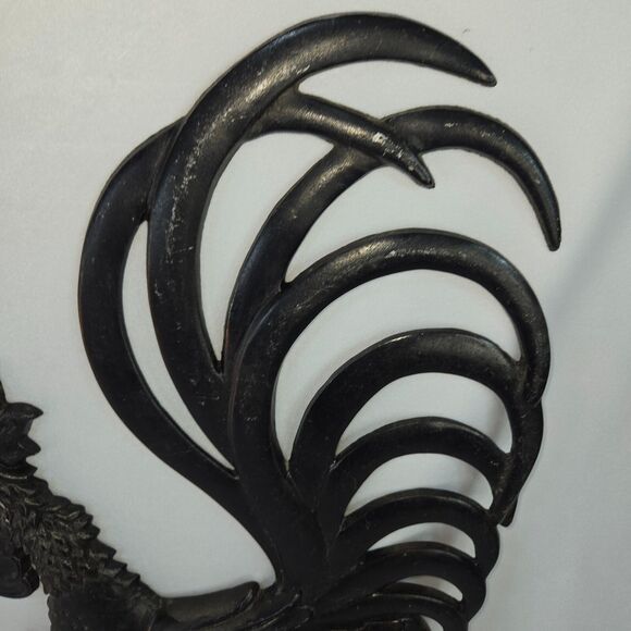 Cast Iron Rooster Wall Hangs by Midwest 16" x 12" Black‎ Vintage 1960s VG+ - Picture 5 of 14